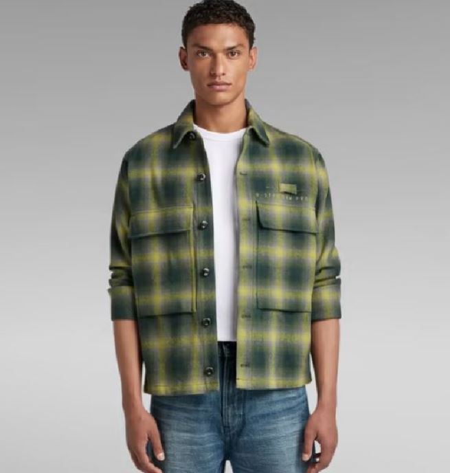 G-STAR Service Overshirt 'Green Check'