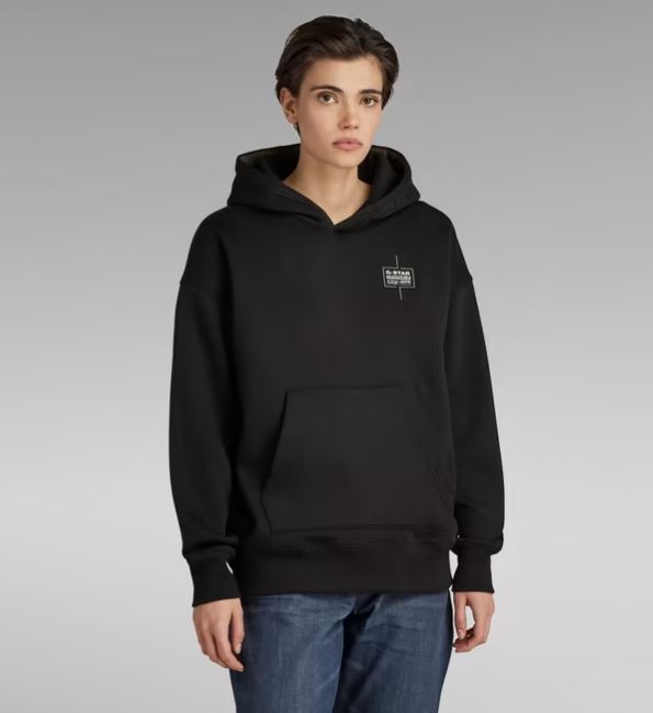 G-STAR Unisex Core Oversized Hooded Sweater 'Dark Black'