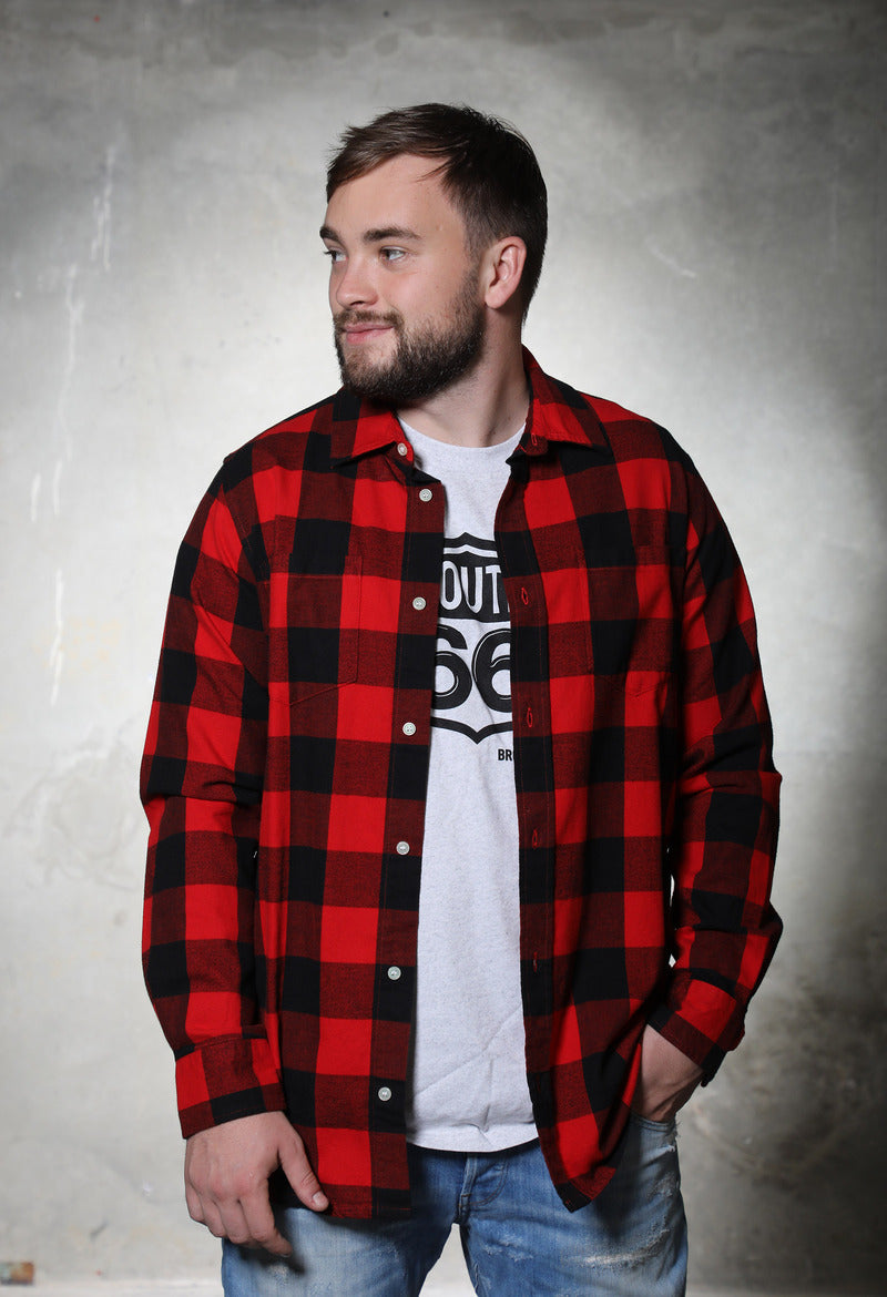 ROUTE 66 Men's Flannel Check Shirt 'Red '